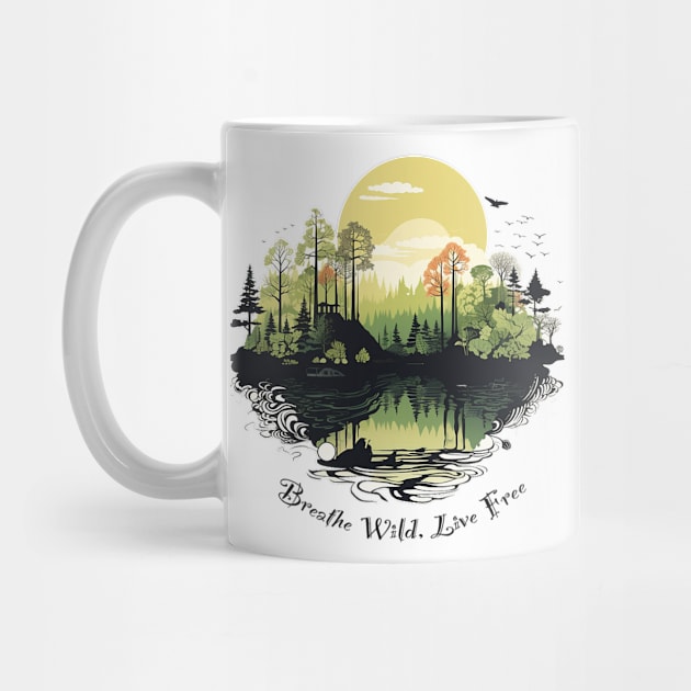 Wild at Heart: Nature-Inspired 'Breathe Wild, Live Free' T-Shirt by Gelo Kavon